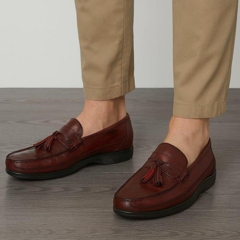 Florsheim Men's Leather Tassel Loafers Burgundy Size 11.5 D Slip On‎ Dress Shoes